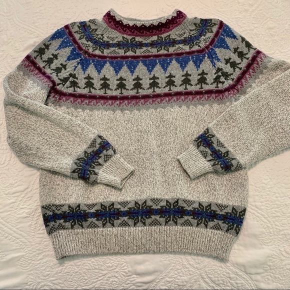 Vintage Fair Isle Sweater Pine Tree 